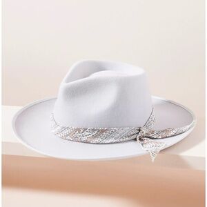 Anthropologie Lavender Wool Carmel Trimmed Fedora Hat One Size